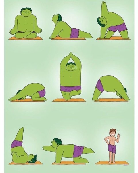 Позы в йоге в картинках смешные