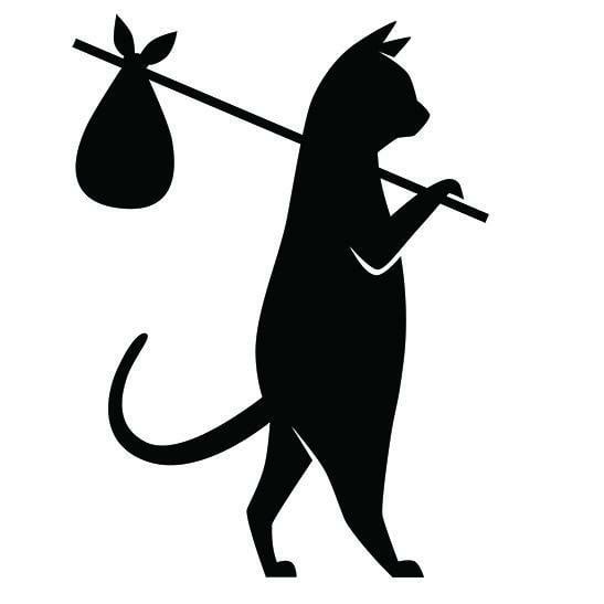 Котик с узелком на палочке