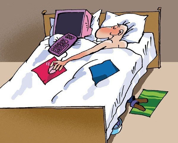 В постели карикатура
