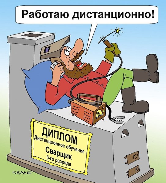 Дистанционное обучение карикатура
