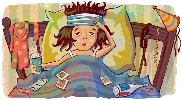 Женщина с похмелья рисунок