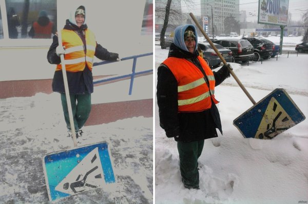 Лопата из дорожного знака