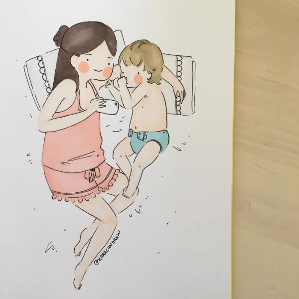 Мама с ребенком рисунок