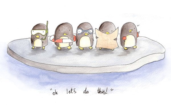 Пингвины нарисованные