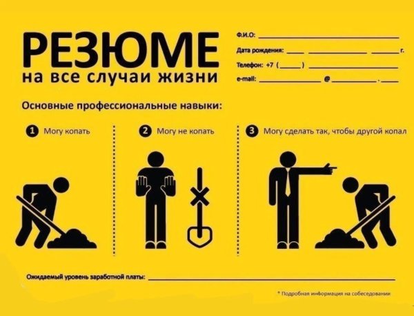 Резюме могу копать могу не копать