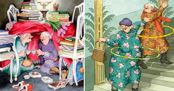 Веселые старушки иллюстрации