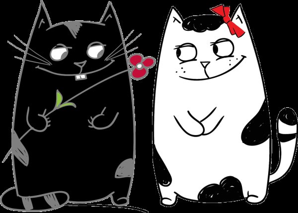 С кошками нарисованные