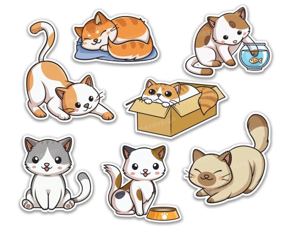 Маленькие наклейки котики
