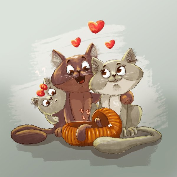 Котики обнимаются арт
