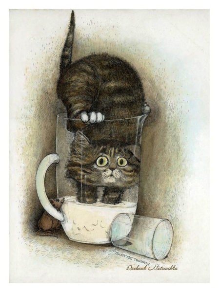 Коты Рисованные прикольные