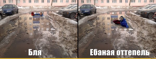 Снег тает Мем
