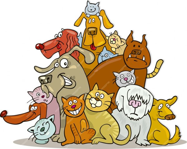 Мультяшный кот и собака