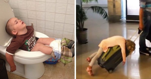 Дети спят в необычных местах